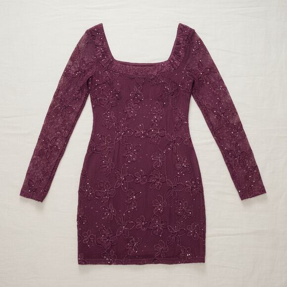 Commense Semi-Sheer Sequins Jacquard Short Dress – Size XS - Picture 1 of 5